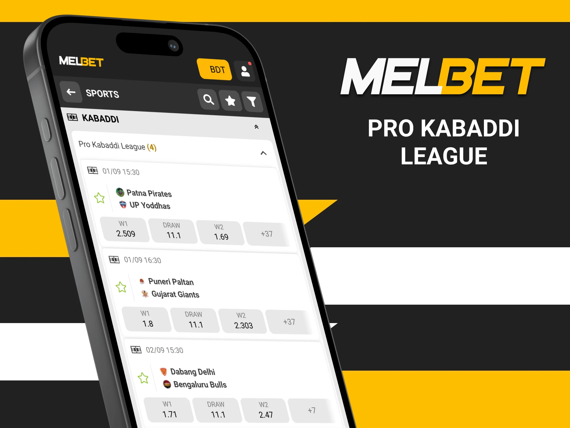 Place your bets on the Pro Kabaddi League at Melbet bookmaker.