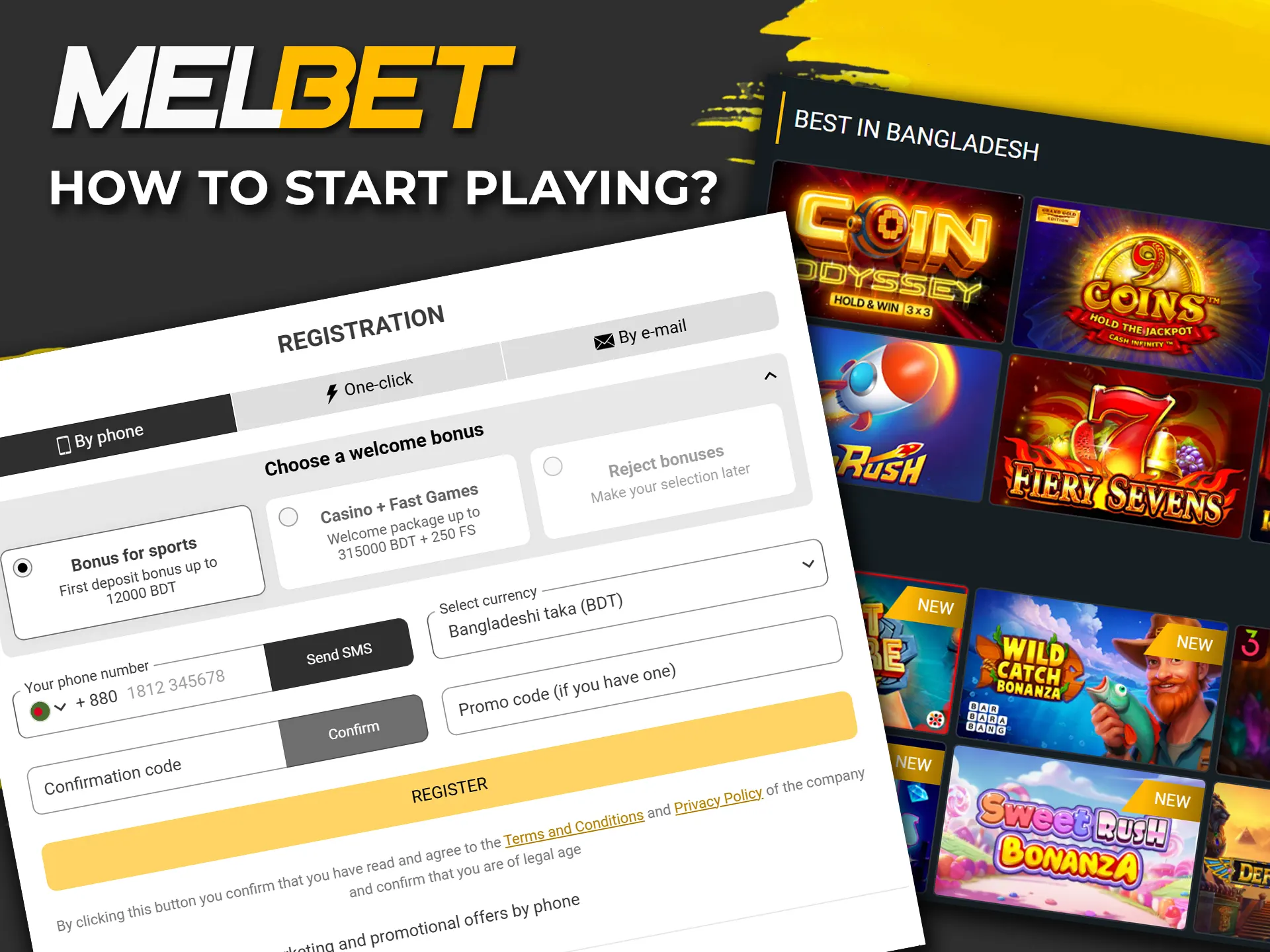 Learn how to start playing at Melbet Casino.