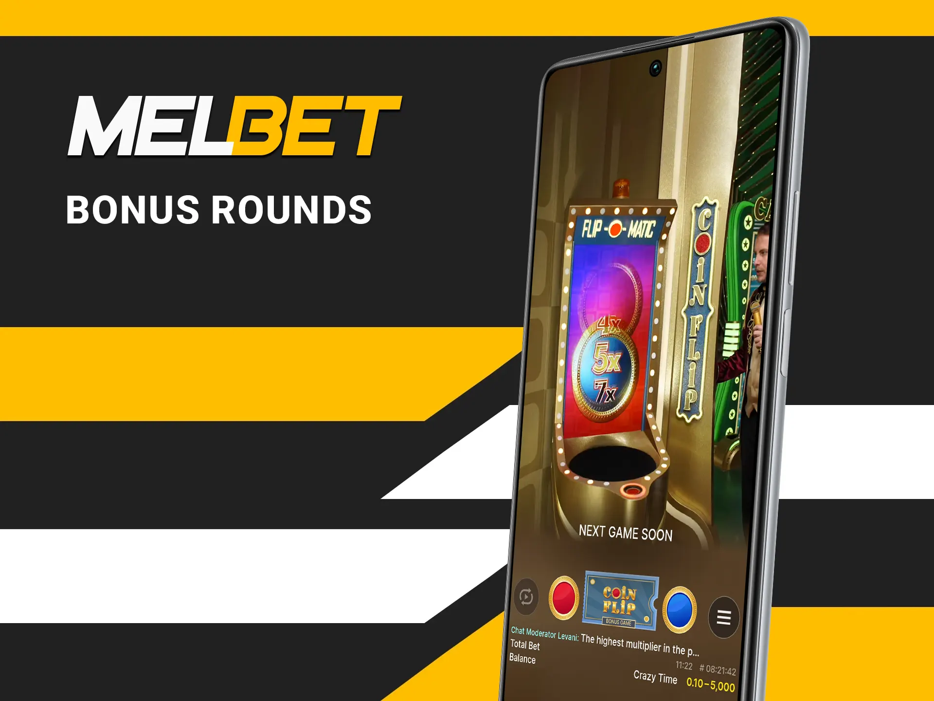 Try your luck with Crazy Time bonus rounds at Melbet Casino.