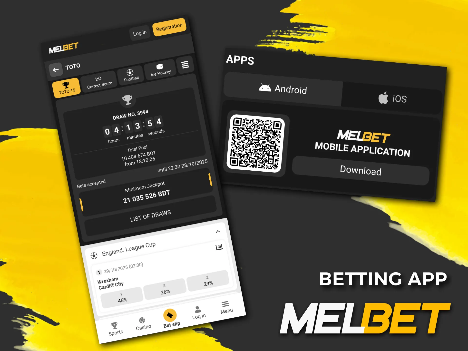Melbet TOTO betting in the mobile app is as easy as on the official website.