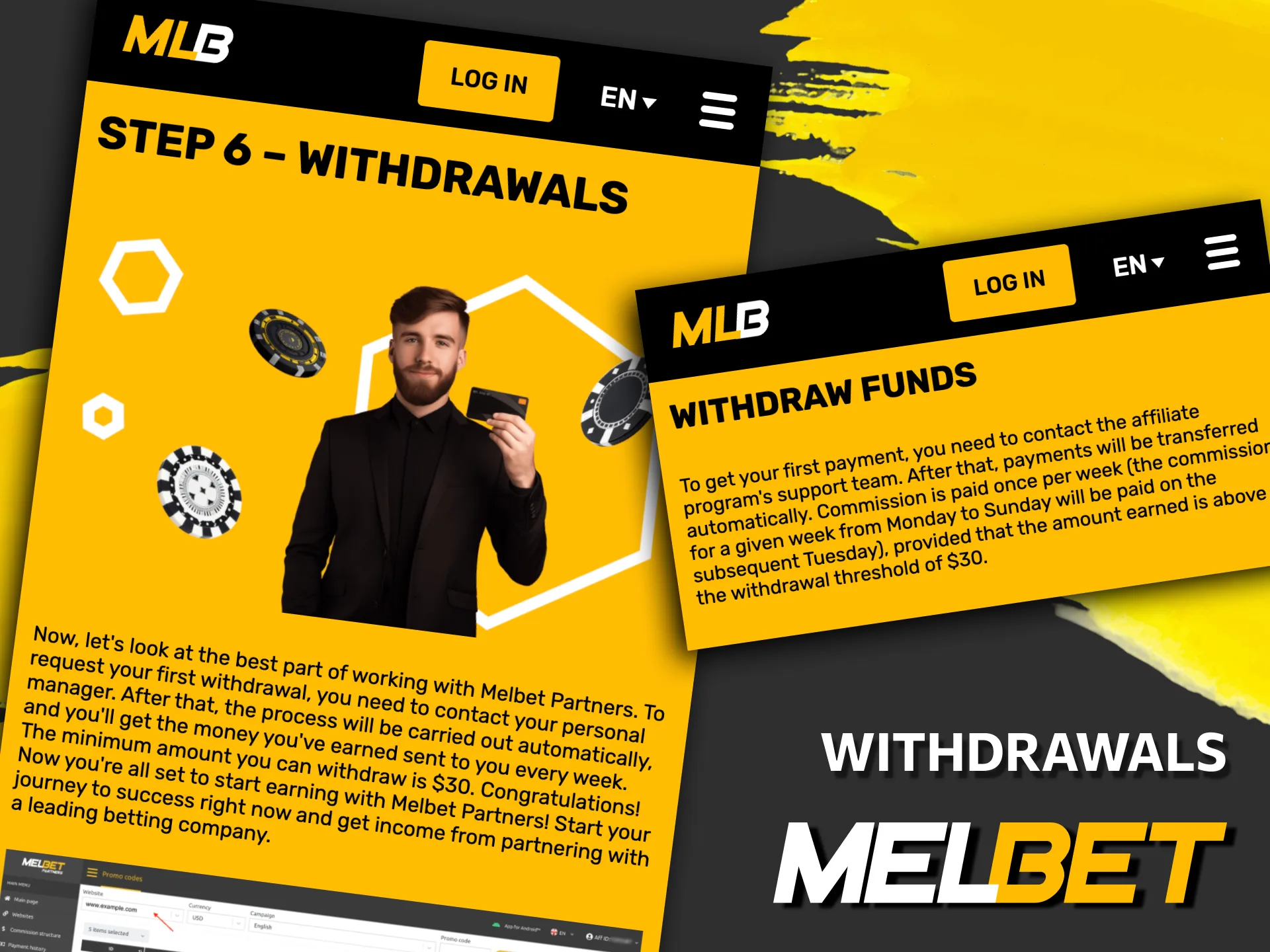 Melbet affiliate program withdrawal process with bank transfer, e‑wallets, and crypto.
