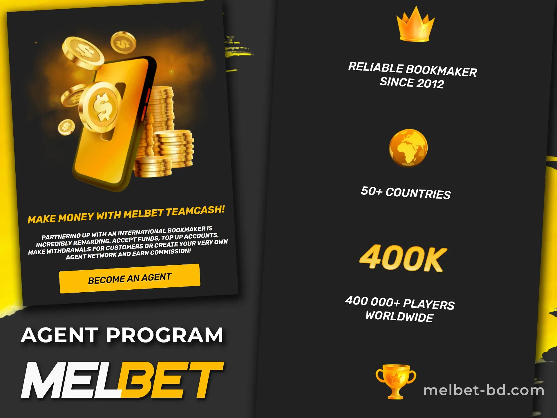 Make a deposit and start earning with the Melbet agent program.