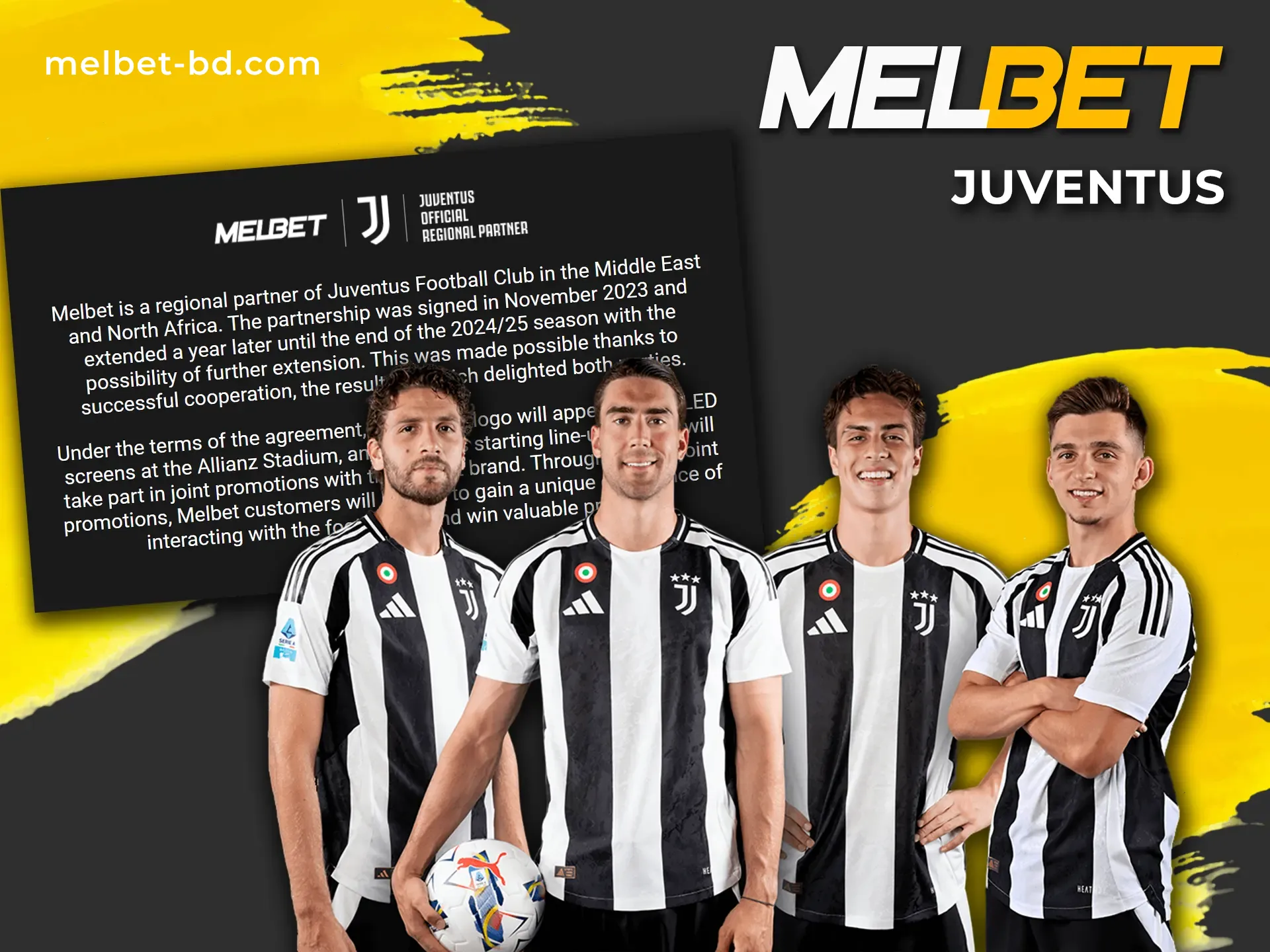 Find out about Melbet's partnership with Juventus.