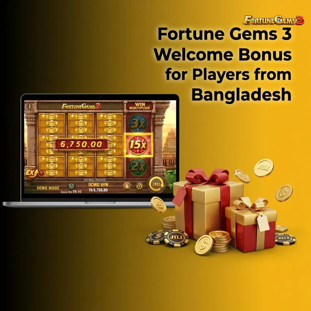 Fortune Gems 3 welcome bonus offer for Bangladesh players at Melbet casino with 50% deposit match up to 18,000 BDT