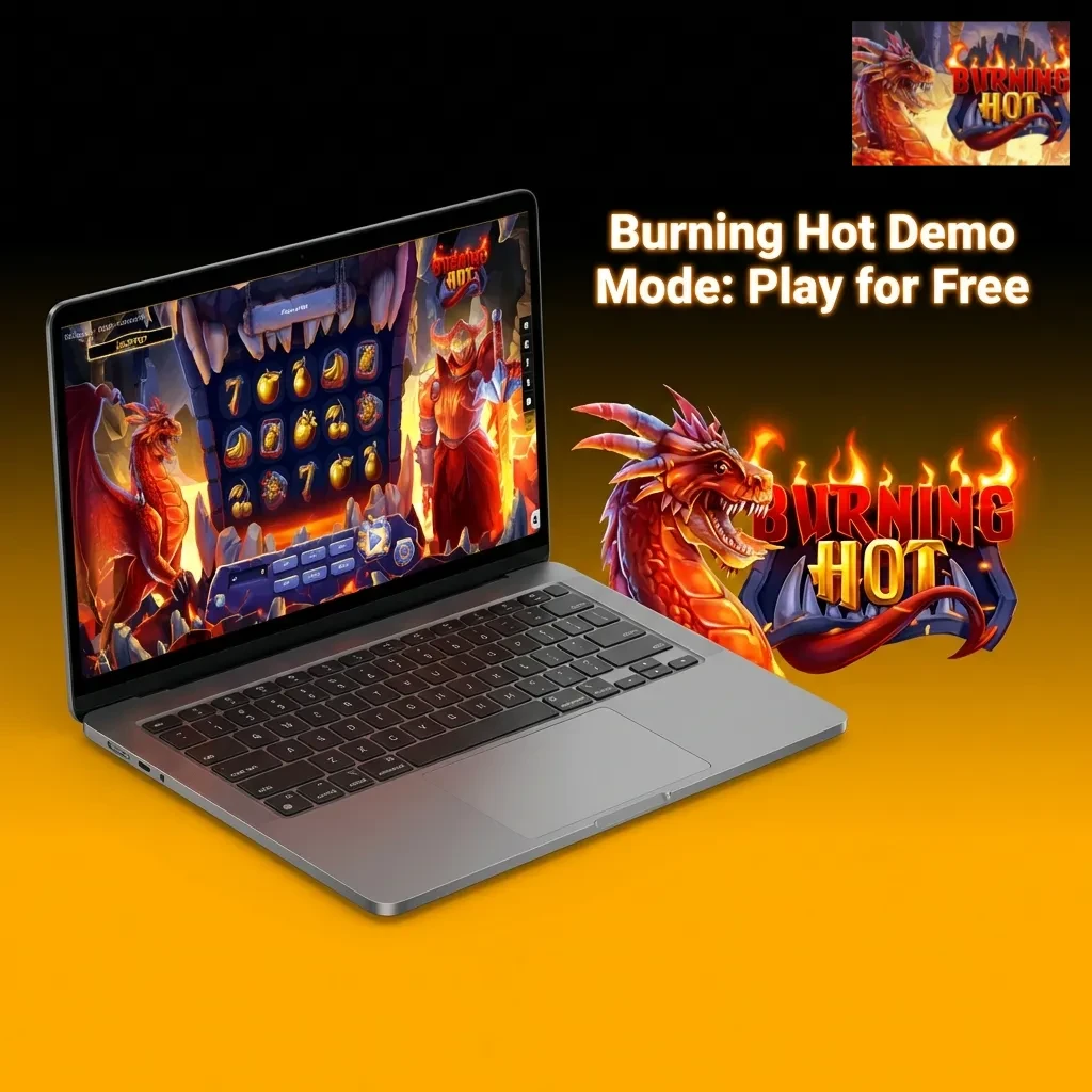 Burning Hot slot game demo mode interface showing virtual credits and gameplay features for risk-free practice