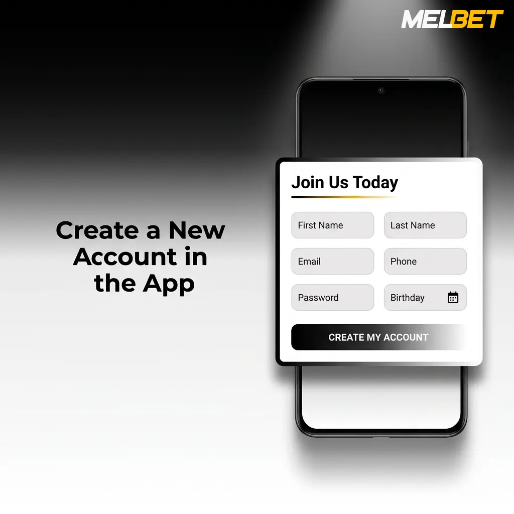 Create a new account screen in the app with sign-up form